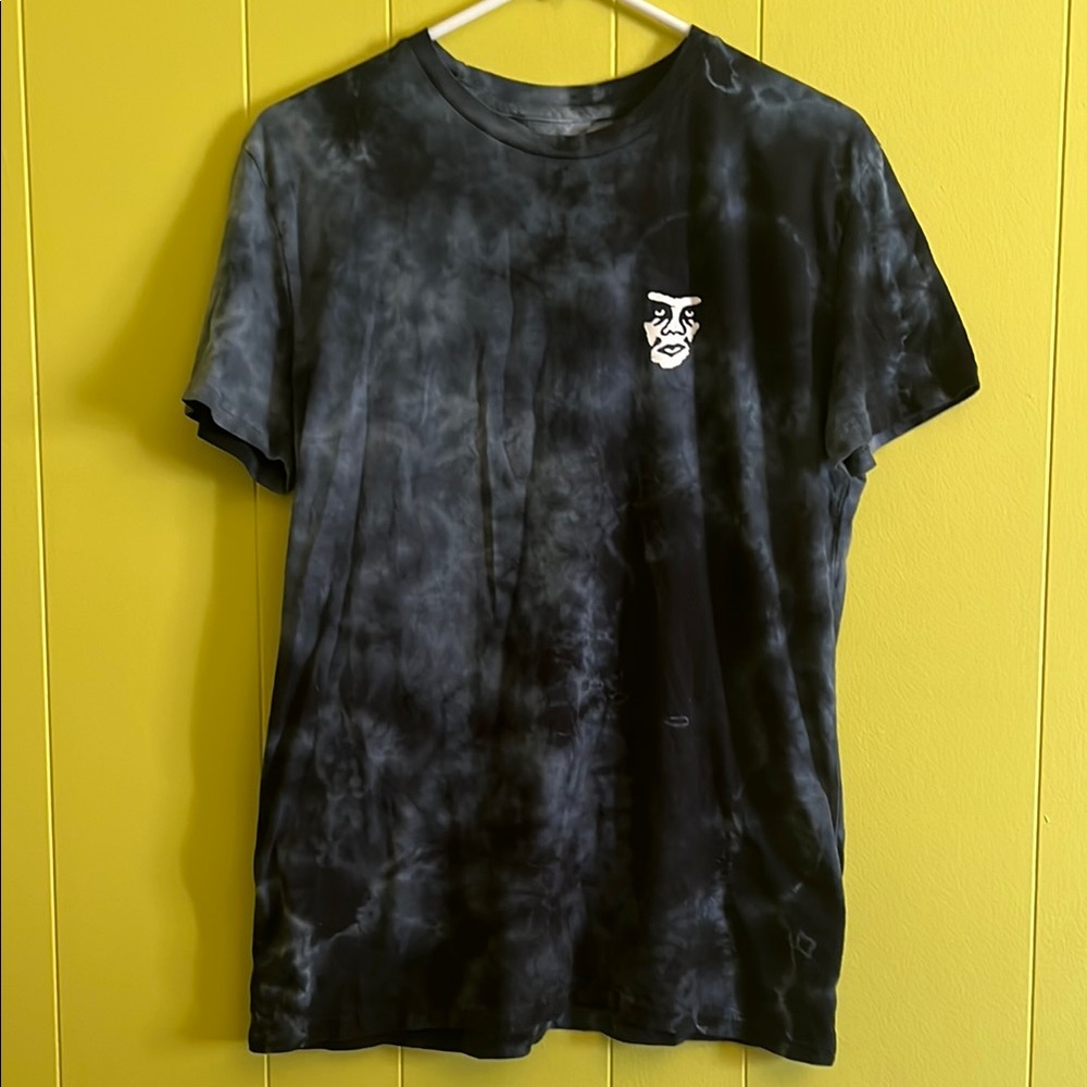 Obey Blue and White Short Sleeve Tee with Graphic